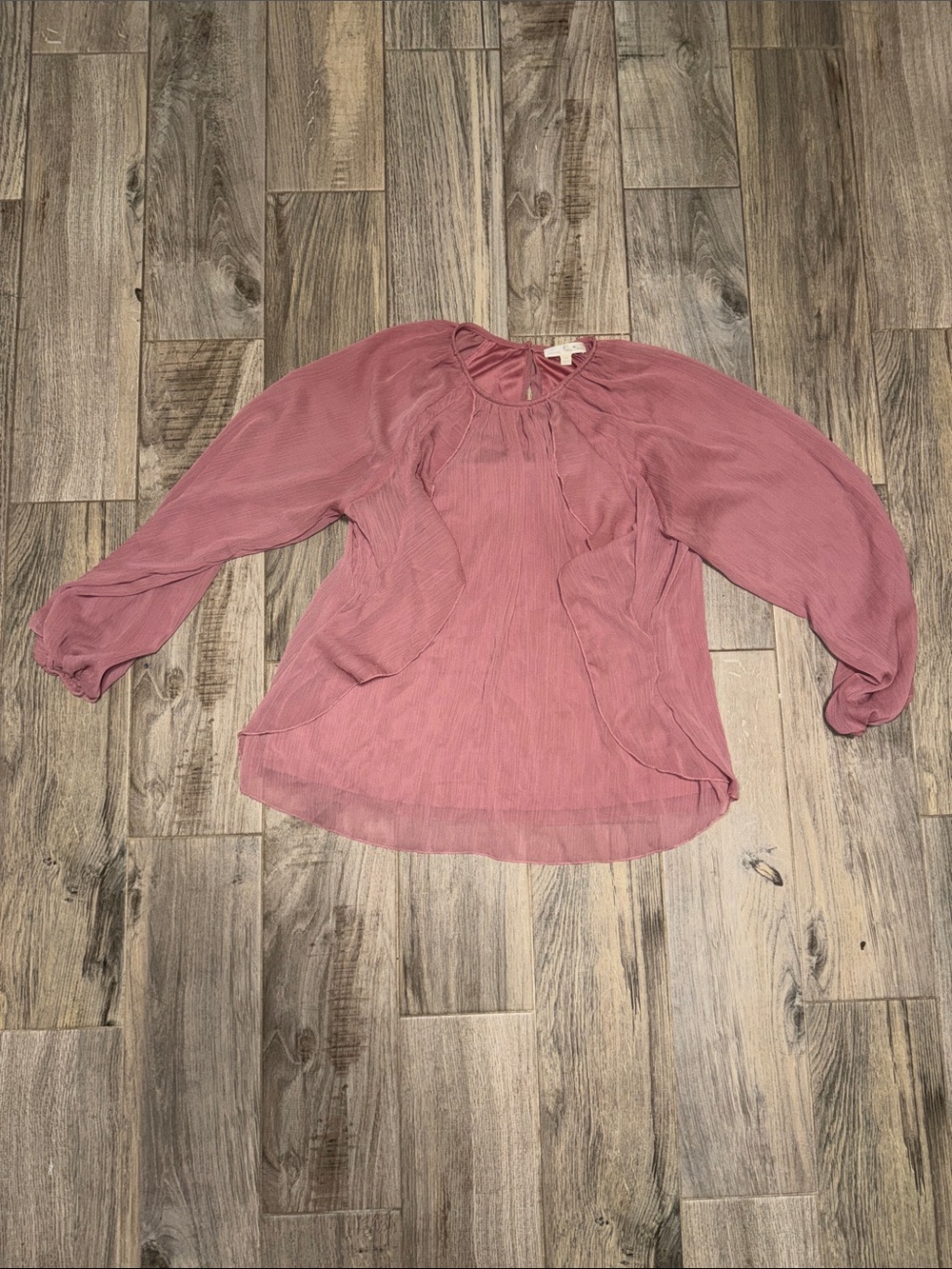 nine britton Rose-Pink Long-Sleeve Blouse